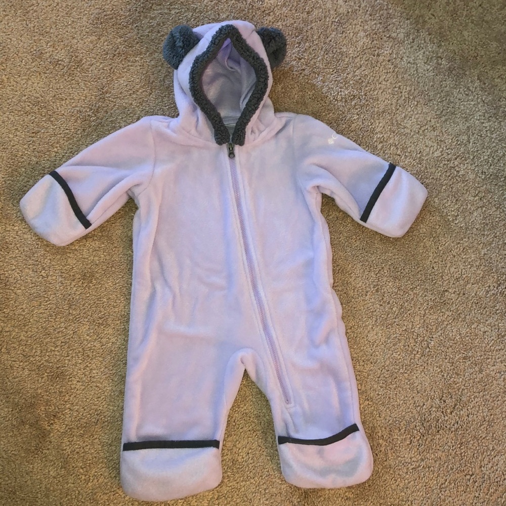Columbia purple bear fleece baby bunting